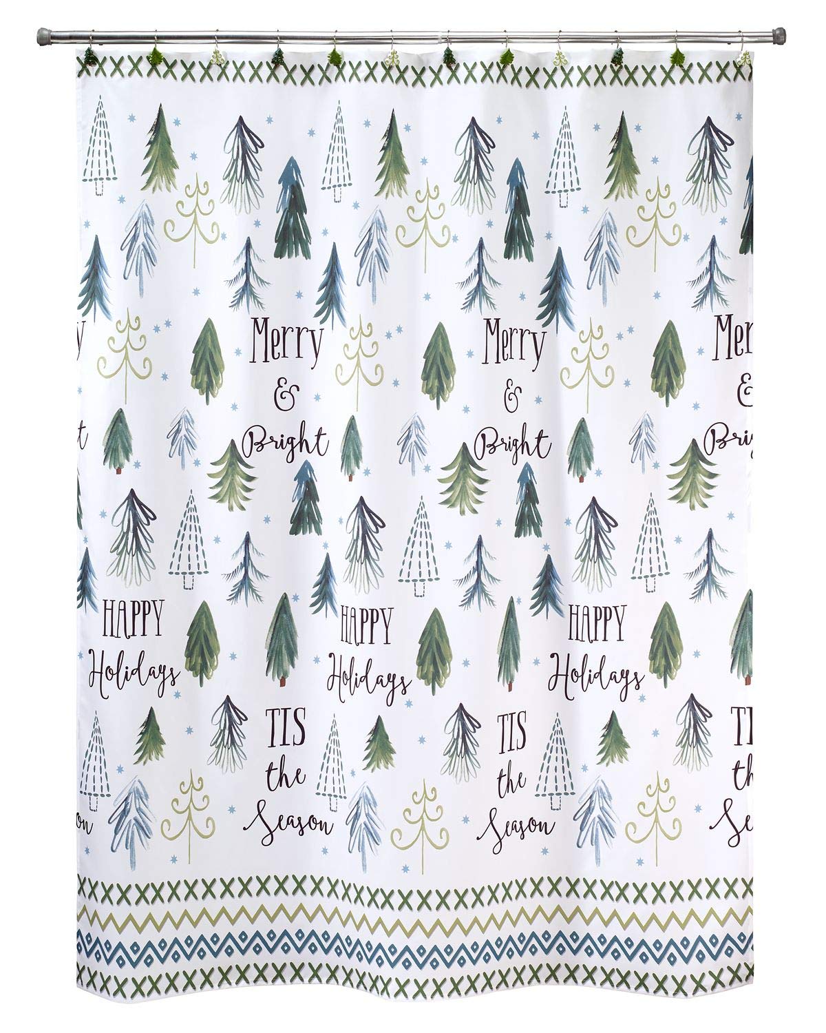 Avanti Linens - Fabric Shower Curtain, Holiday Bathroom Decor (Christmas Trees Collection, 72)