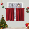 KOUFALL Christmas Red Short Curtains for Kitchen Window Over Sink,Cafe Blackout Small Curtains for Bathroom Window 36 Inch Lengt