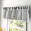 RoomTalks Rustic Farmhouse Kitchen Valances for Windows in Dark Gray, 18L x 52W Boho Striped Vintage Charcoal French Country Cot