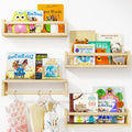 Fixwal Nursery Book Shelves, 16.5 Inch Floating Nursery Bookshelves, Set of 4, Wall Bookshelf for Kids Solid Wood Wall Mounted S