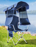 Docusvect Folding Camping Chair with Shade Canopy for Adults, Canopy Chair for Outdoors Sports with Cup Holder, Side Pocket for 