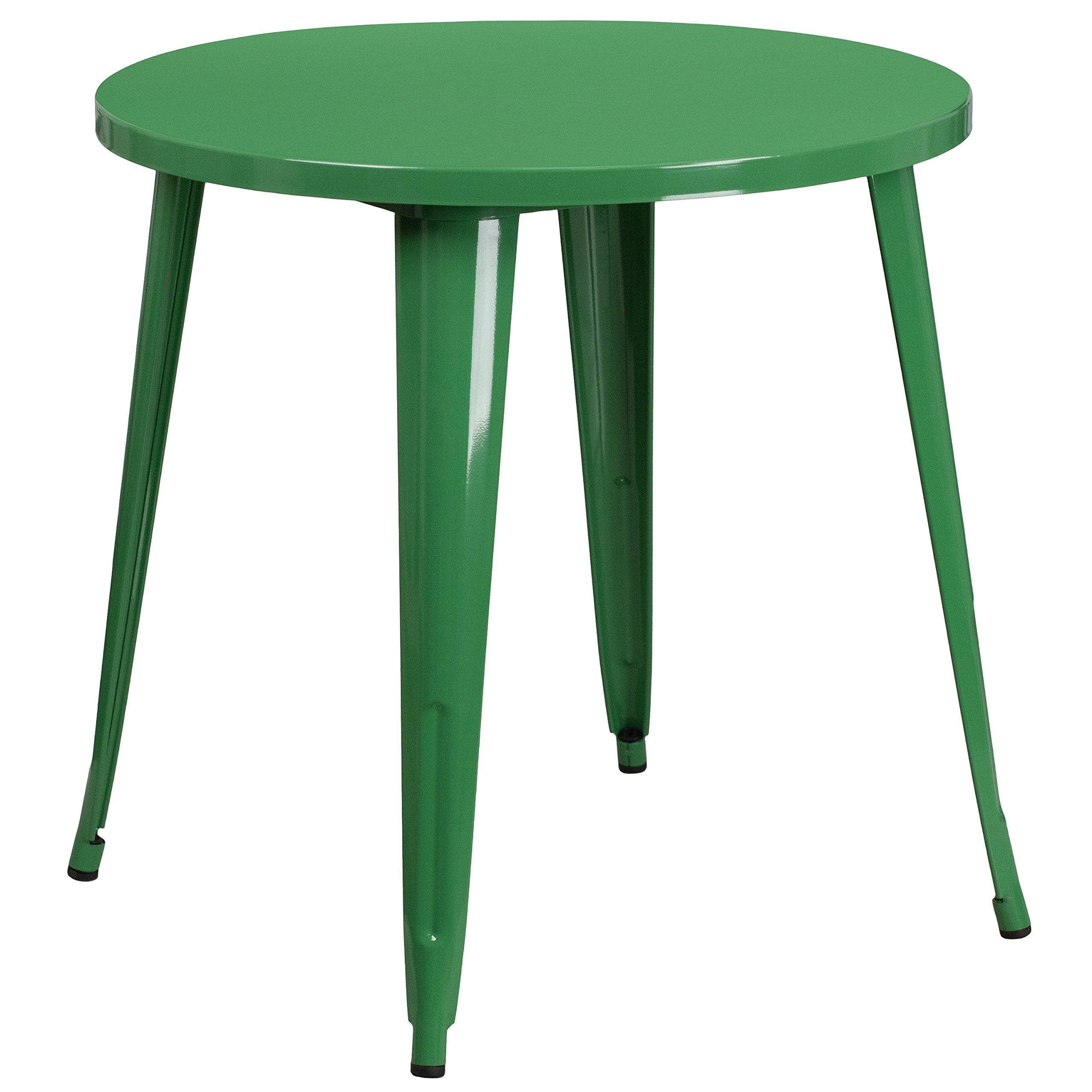 Flash Furniture Jeffrey Commercial Grade 30 Round Green Metal Indoor-Outdoor Table