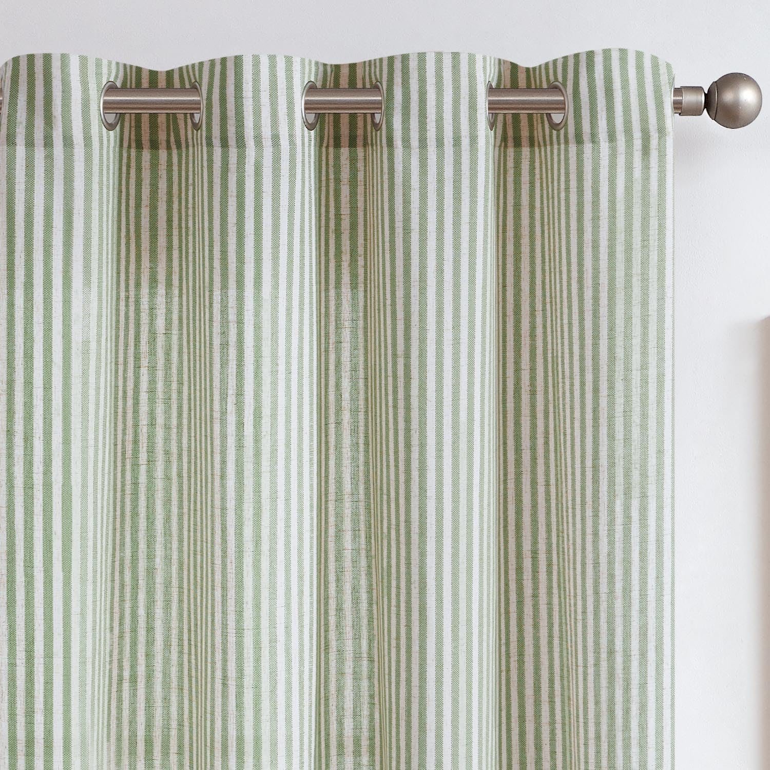 jinchan Linen Curtains for Living Room Taupe Grey on Beige Striped Curtains for Bedroom Ticking Stripe Pattern Light Filtering P