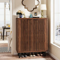 Tribesigns 6-Tier Shoe Cabinet with Louvered Doors, Large Wooden Shoe Storage Cabinet with Adjustable Shelves, Modern Freestandi