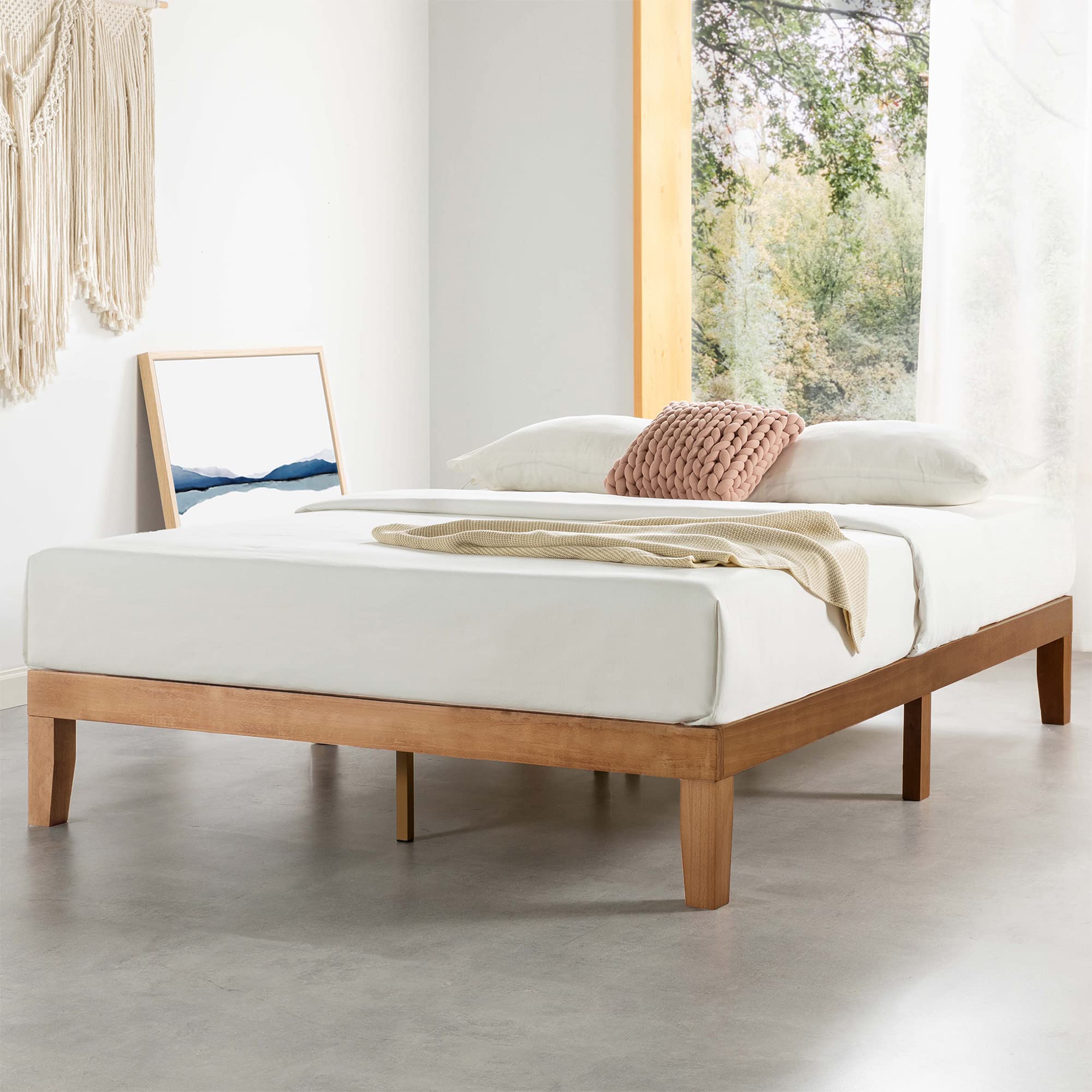 Mellow Naturalista Classic - 12 Inch Solid Wood Platform Bed with Wooden Slats, No Box Spring Needed, Easy Assembly, Full, Natur