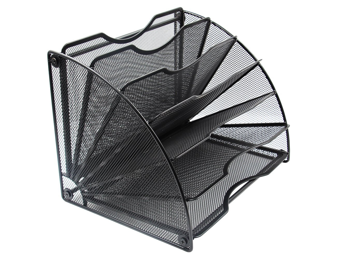 EasyPAG Desk File Organizer, 6-Section Vertical File Folder Holder Stand, Fan-Shaped Metal Rack File Sorter for Office Classroom