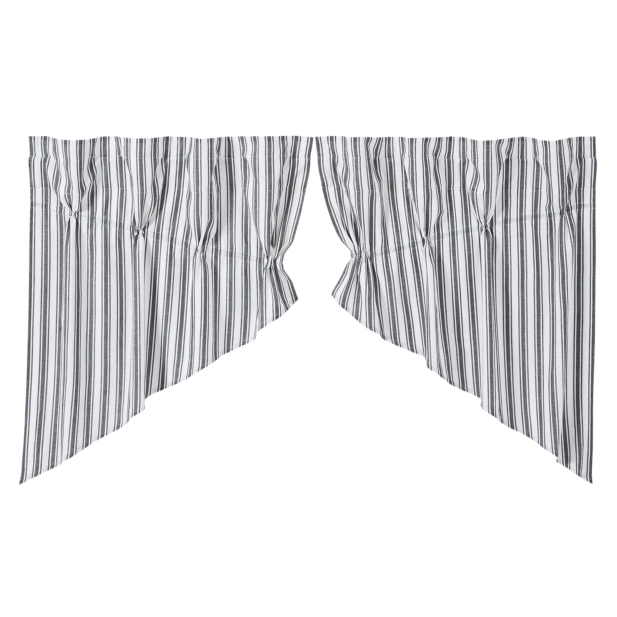 VHC Brands, Sawyer Mill Ticking Stripe Prairie Swag, Black, 36x36x18, Set of 2