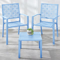 Best Choice Products 3-Piece Outdoor Bistro Set, Stackable Modern Steel Furniture for Porch, Garden w/ 2 Chairs, Table, Geometri