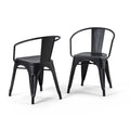 SIMPLIHOME Larkin Dining Arm Chair Set in Distressed Black, Silver, 20.1W x 20.1D x 28.2H, Industrial Metal Chairs for Dining Ro