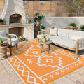 Uphome Outdoor Rugs 8x10 Waterproof, Reversible Orange Boho RV Camping Rug, Patio Plastic Straw Outside Rug, Large Foldable Outd
