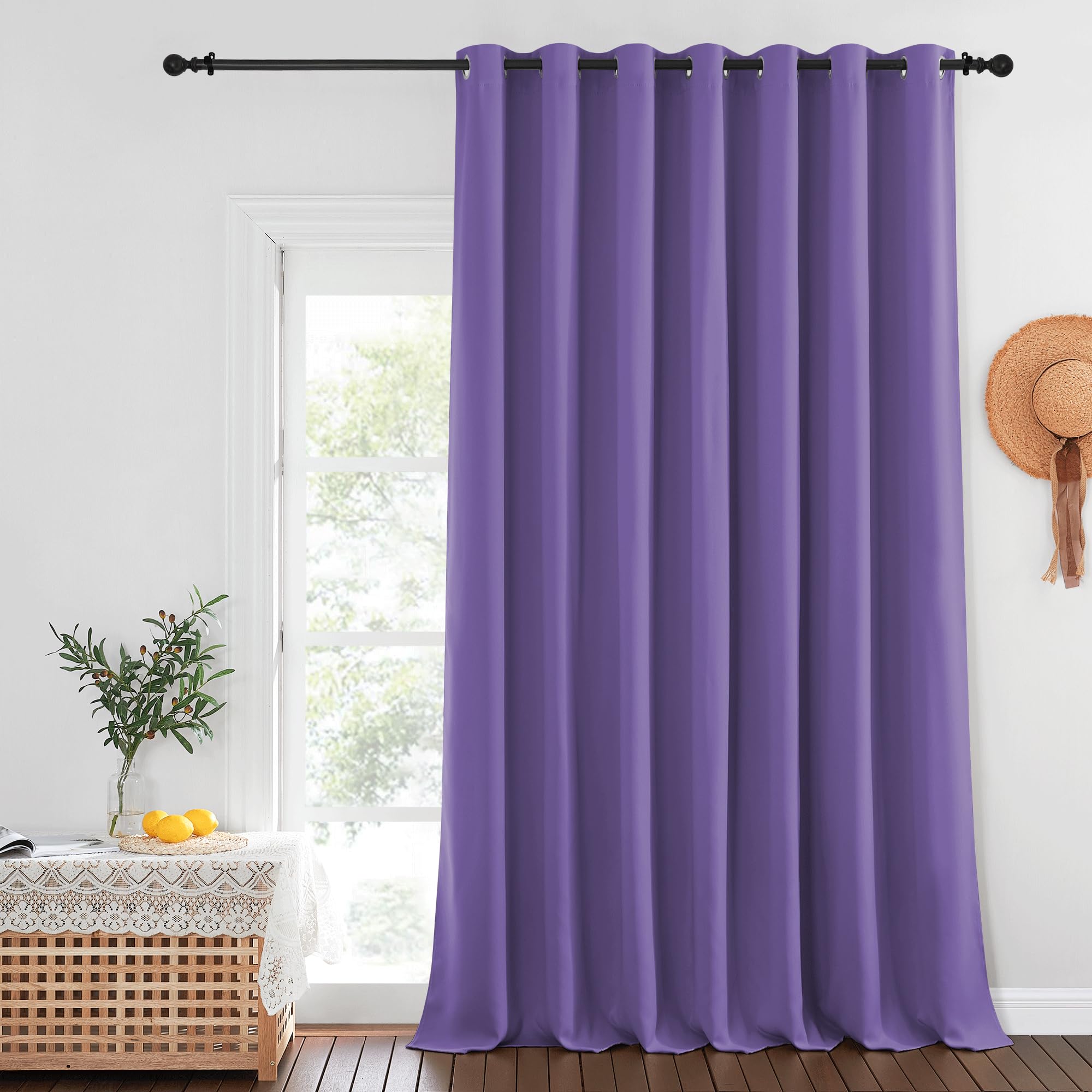 NICETOWN Blackout Patio Curtains 100 x 144 Inches Long for Sliding Door Extral Wide Blackout Curtain Panels Thermal Insulated Ro