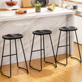 HeuGah Bar Stools Set of 3, Bar Height Wooden Bar Stools Saddle Seat, 30 Backless Barstool for Kitchen Island (Black, 3 PCS 30In