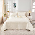 MarCielo 3-Piece 100% Cotton Oversized Bedspread Set Coverlet Set Lightweight Quilt Set Embroidery Farmhouse Bedding Set (Soft W