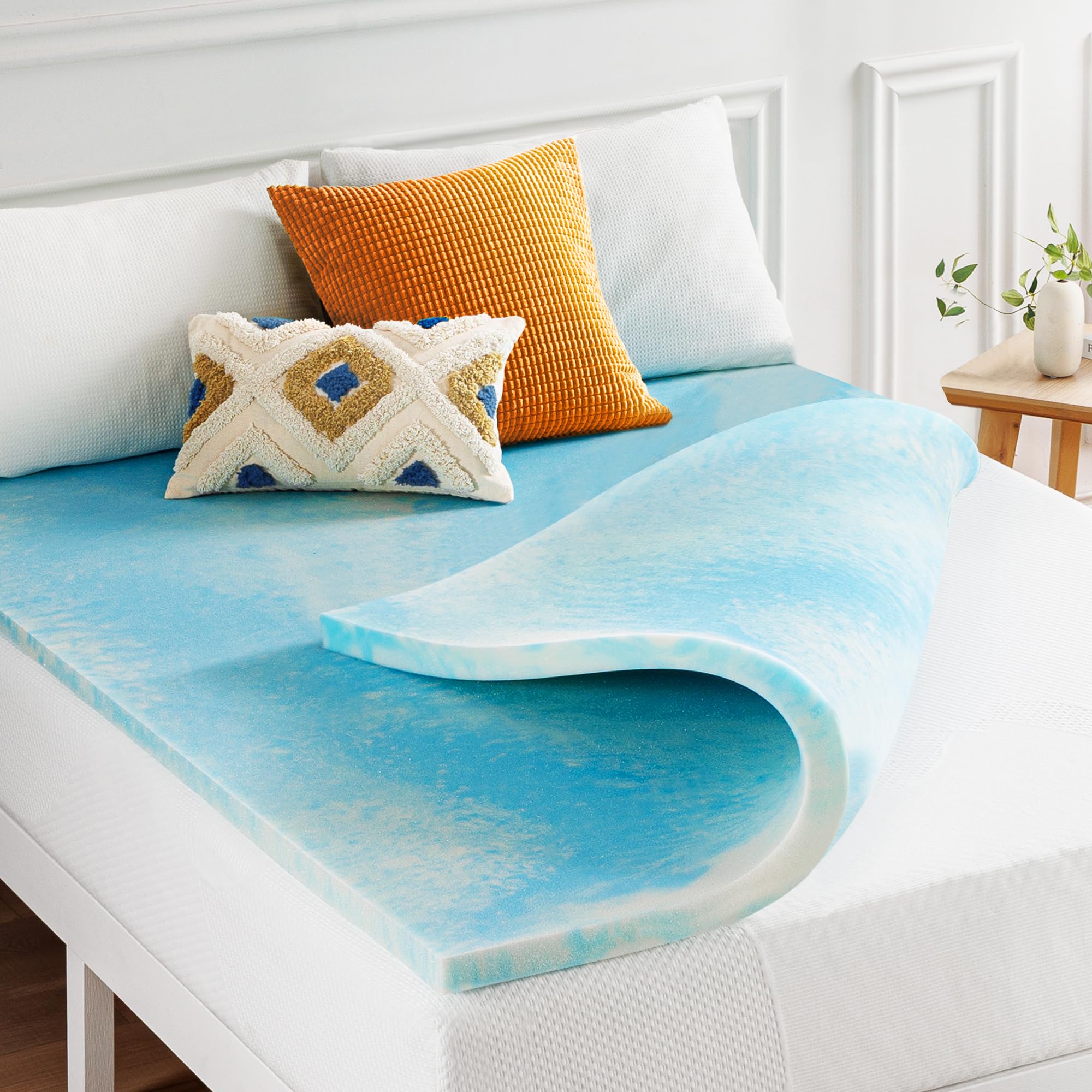 Best Price Mattress 1.5 Inch Swirl Gel AeroBreeze Cooling Air Flow Memory Foam Mattress Topper, King