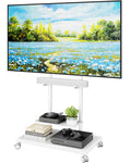 ECOTINY Steel Base Rolling TV Stand with Soundbar Mount for 50-90 inch TVs up to 154lbs, Swivel&Tilt Mobile TV Stand with Large 