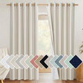 NICETOWN Natural 100% Blackout Linen Curtains 84 inch Long Burg for Living Room, 1 Pair, 62 Width Each Panel, Farmhouse Thick Co