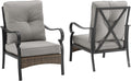 Crosley Furniture Dahlia 2-Piece Outdoor Chair Set, Patio Chairs for Conversation, Porch, Deck, Balcony, Matte Black with Taupe 