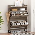 Shoe Cabinet with 2 Flip Drawers, Freestanding Hidden Shoe Storage Organizer for Entryway, Narrow Slim Shoe Rack Cabinet with Op