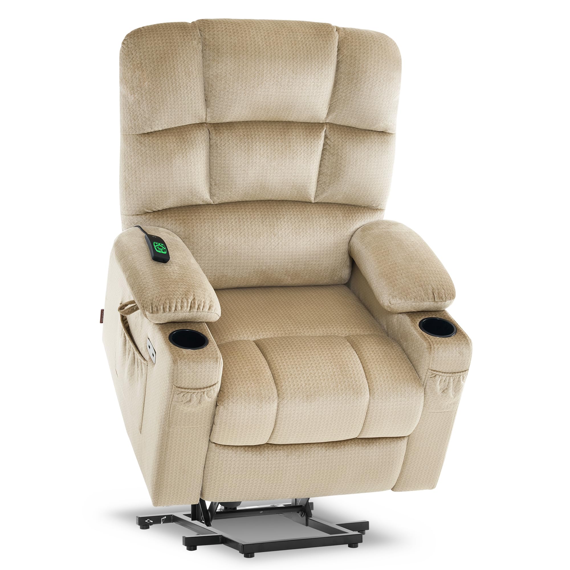 MCombo Large Lay Flat Dual Motor Power Lift Recliner Chair Sofa with Massage and Heat for Elderly People, Infinite Position, Fab