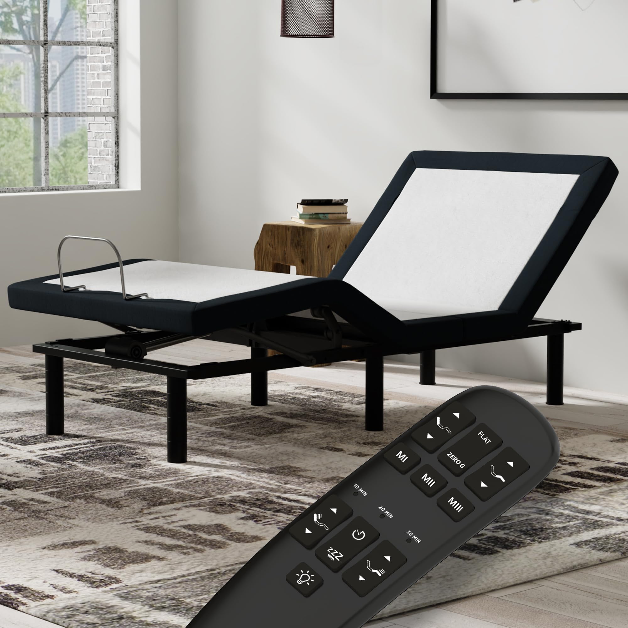 Blissful Nights e4 Twin XL Adjustable Bed Base with Massage, Anti-Snore, Zero Gravity, Dual USB Charging Station, Under Bed Nigh