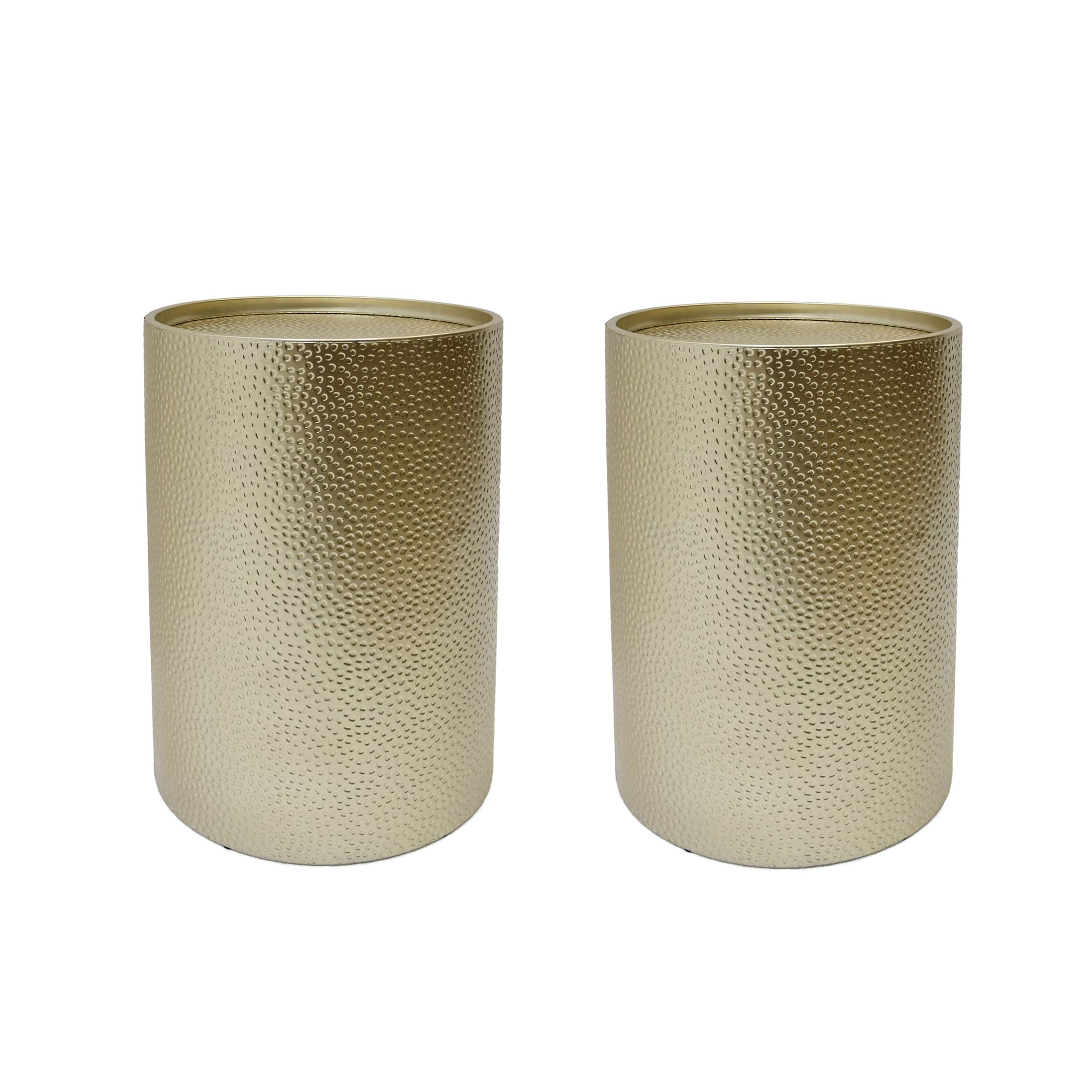 Christopher Knight Home Kaylee Modern Round Hammered Iron Accent Table (2 Pack) -Gold