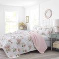 Laura Ashley - Queen Quilt Set, Cotton Reversible Bedding with Matching Shams, Home Decor Ideal for All Seasons (Honeysuckle Pin
