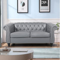 LEVNARY Leather Sofa, Chesterfield Tufted Upholstered 2 Seater Couch, Modern Loveseat Couch Classic Furniture for Living Room Be