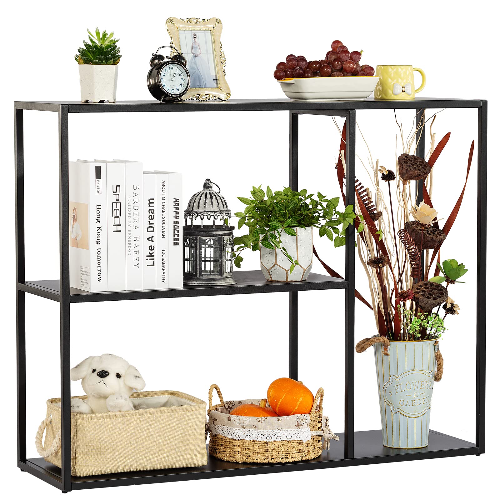 DCLRN Metal Industrial Console Table,Sofa Table Entrance Table Narrow Long with Storage Rack for Entrance,Foyer,Hallway,Sofa,Liv