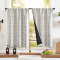 jinchan 100% Blackout Boho Kitchen Curtains 24 Inches Tier Curtains Bohemian Small Cafe Curtains for Bedroom RV Basement Room Da