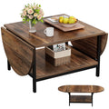 SAYGOER Coffee Table 2-Tier Small Folding Coffee Tables with Storage for Living Room Mid Century Center Table Vintage Extended T