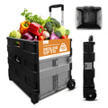 Inspired Living Ultra-Slim Rolling Collapsible Storage Pack-N-Roll Utility-carts, with Telescopic Handle, for Home, Garden, Shop