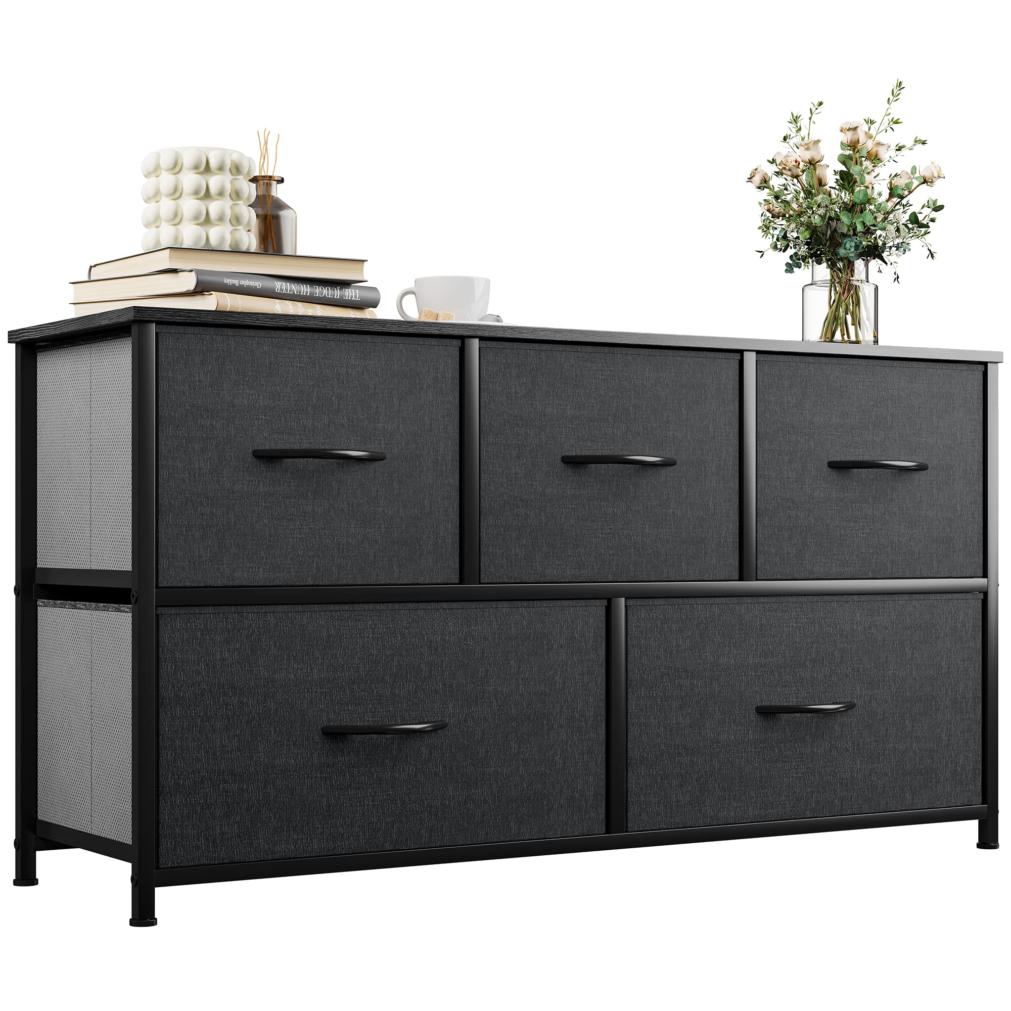 YITAHOME Dresser with 5 Drawers - Fabric Dresser, Organizer Unit for Bedroom, Living Room, Closets - Sturdy Steel Frame, Easy Pu
