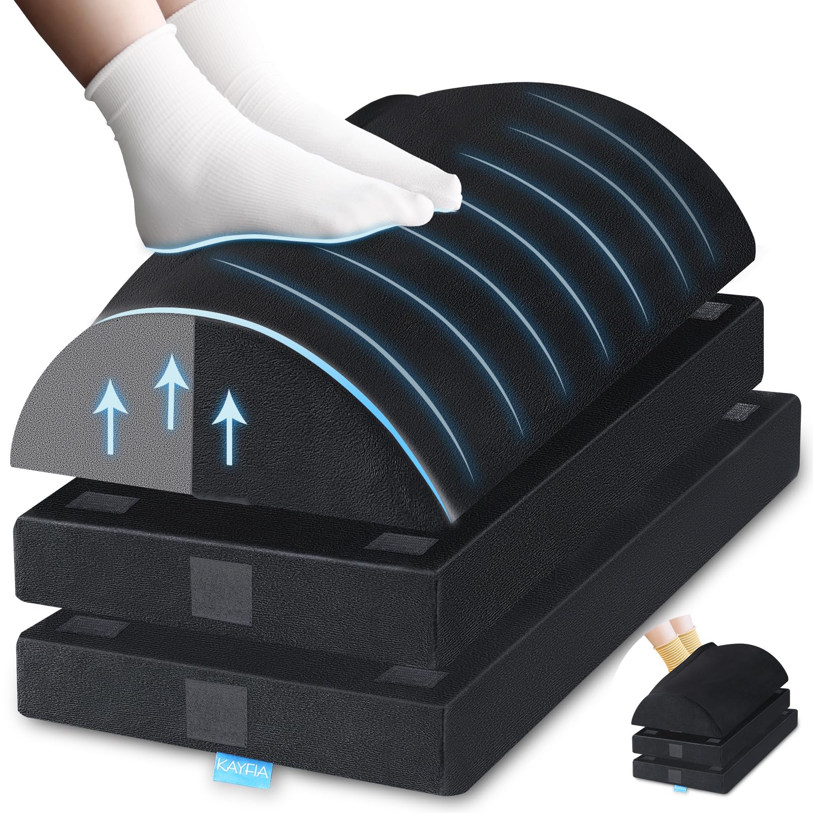 XXL(20in) Foot Rest for Under Desk at Work with 3 Adjustable Heights, Foot Stool with Bamboo Charcoal Foam, Feet Warm Pocket Foo