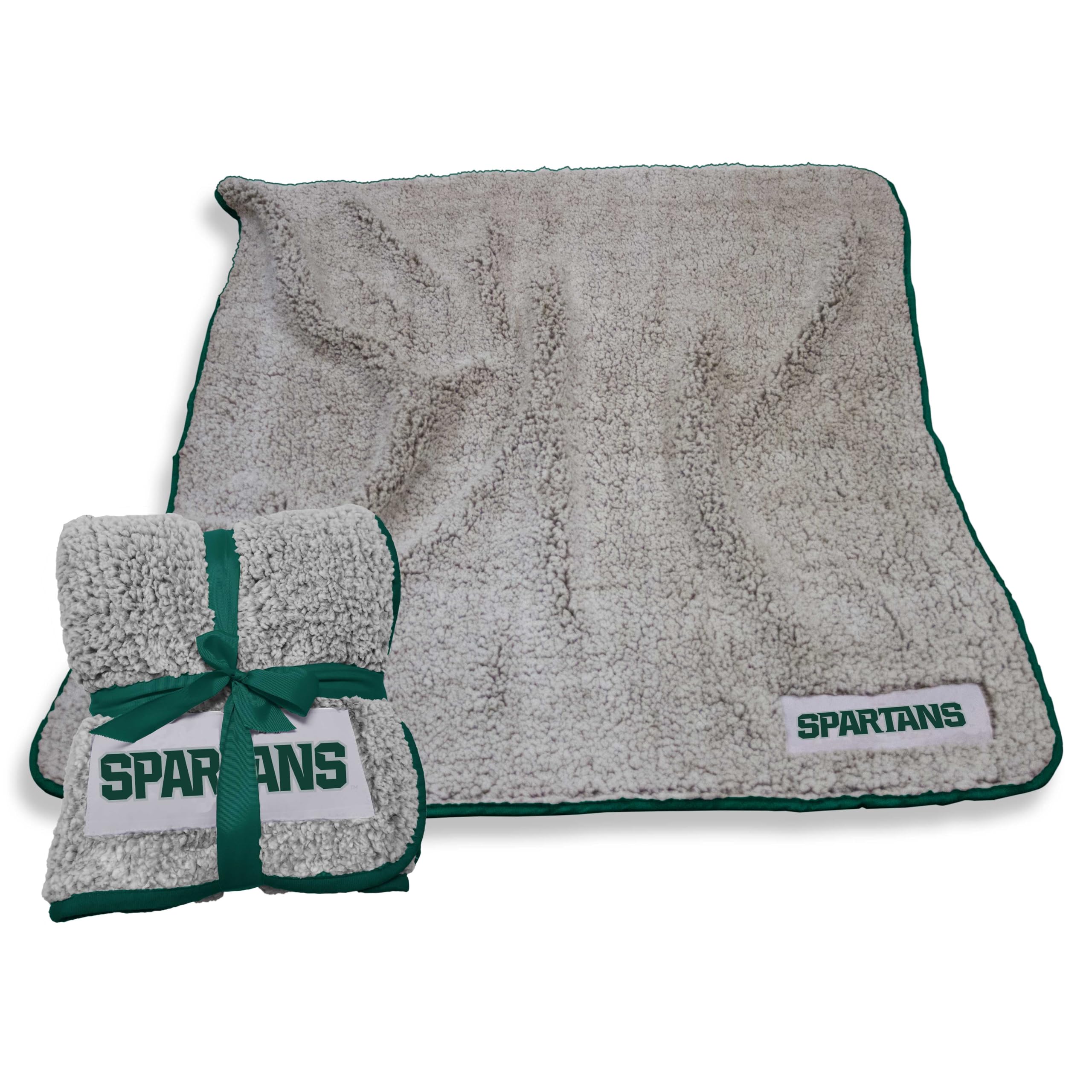 Logo Brands NCAA Michigan State Spartans Frosty Fleece Throw Blanket (50 x 60) - Soft Sherpa Material with Team Logo, Team Color