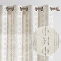 jinchan Boho Curtains Linen Curtains for Living Room Grey Farmhouse Curtains 96 Inch Length Geometric Striped Patterned Mudcloth
