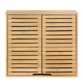 HYNAWIN Bamboo 2 Tier Bathroom Wall Cabinet with Adjustable Shelf, Double Door Cabinet for Bathroom, Living Room (20.28 Height