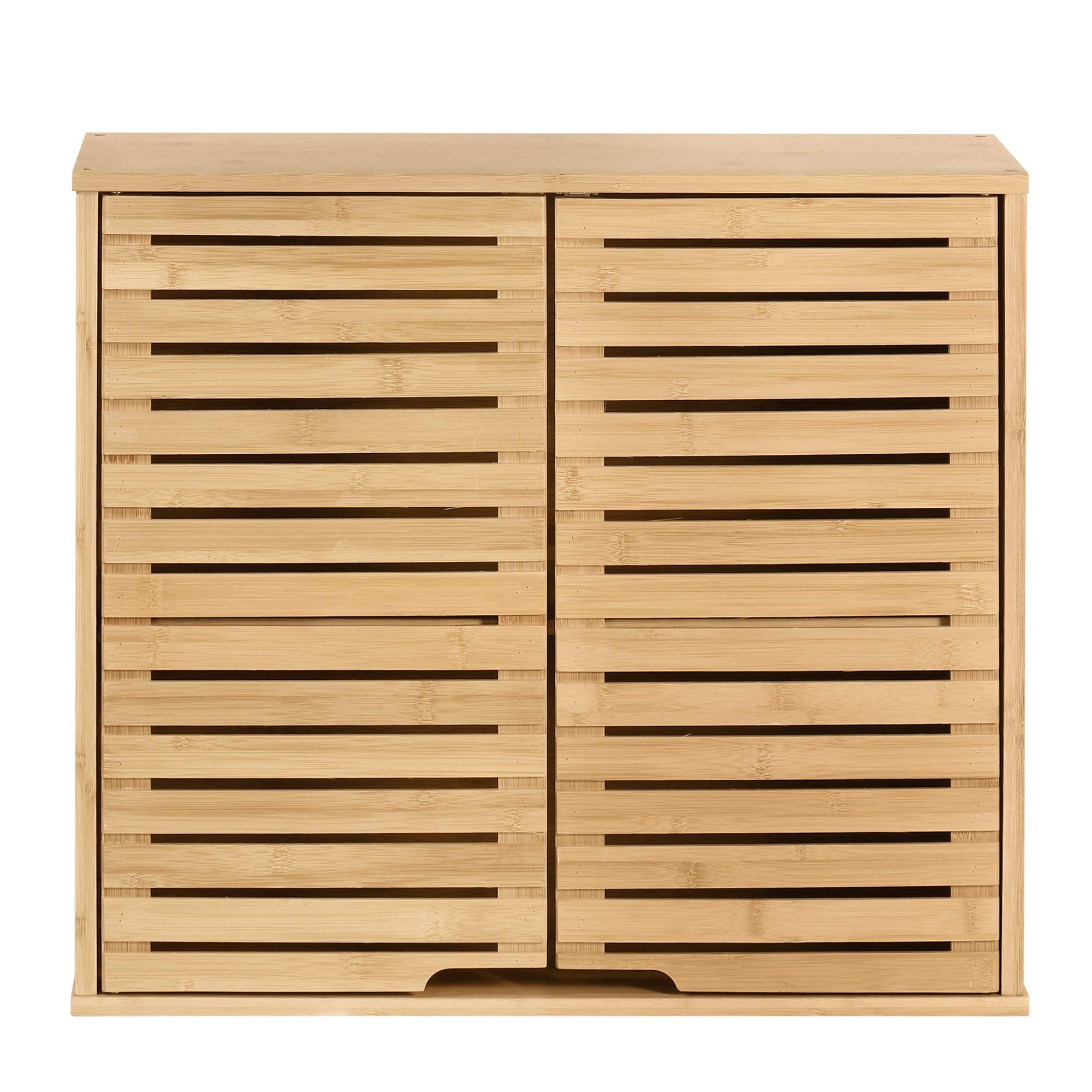 HYNAWIN Bamboo 2 Tier Bathroom Wall Cabinet with Adjustable Shelf, Double Door Cabinet for Bathroom, Living Room (20.28 Height