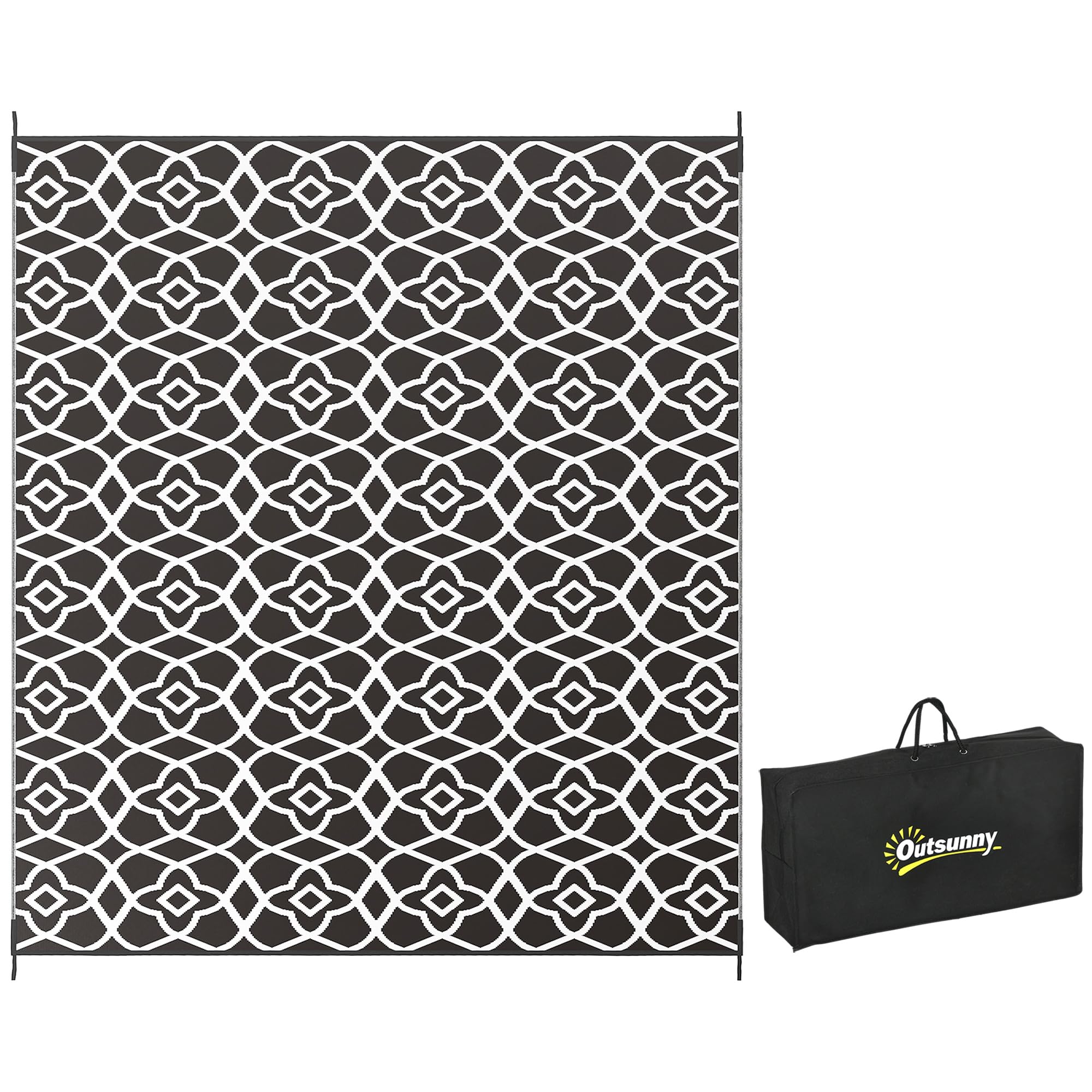 Outsunny Reversible Outdoor Rug, 9 x 18 Waterproof Plastic Straw Floor Mat, Portable RV Camping Carpet, Large Floor Mat for Ba