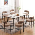 EDWELL Dining Chairs Set of 6, Round Upholstered Kitchen Dining Room Chairs, Mid- Century Modern Sherpa Dining Chair with Black 
