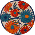 Nourison Aloha Indoor/Outdoor Multicolor 710    x Round Area Rug, Easy Cleaning, Non-Shedding, Bed Room, Living Room, Dining Roo