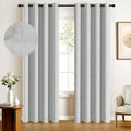 100% Blackout Shield Curtains, Grey, 2 Panels, 50  W x 108  L, Linen Textured Look, Thermal Insulated, Full Light Blackout, 