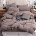 PURE ERA Jersey Knit Duvet Cover Set 100% T-Shirt Cotton Super Soft Comfy 3pc Bedding Set with Zipper Closure (Heather Brown, Qu