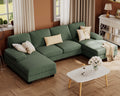 Furmax Sectional Couches for Living Room, U-Shaped Sofa Couch with Soft Corduroy, 4 Seat Sofa Set with Double Chaise for Apartme