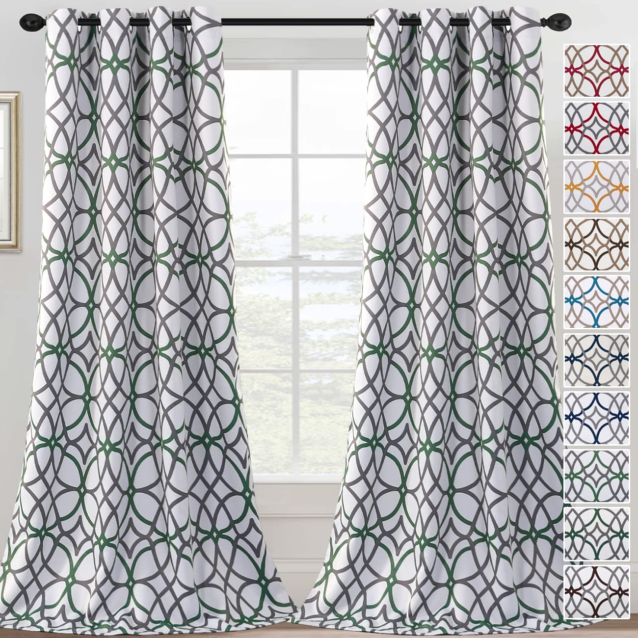 H.VERSAILTEX Blackout Curtains 96 inch Length 2 Panels Set Thermal Curtains & Drapes Window Treatment Noise Reducing Geometric M