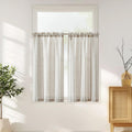 jinchan Linen Kitchen Curtains Taupe Striped Tier Curtains 45 Inch Cafe Curtains Farmhouse Small Curtains Balanced Stripe Kitche