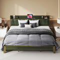 LIKIMIO California King Bed Frame, Storage Headboard with Charging Station, Solid and Stable, Noise Free, No Box Spring Needed, 