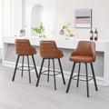 FIRAVOE Bar Stools Set of 3, 30 Swivel Bar Height Bar Stools with High Back, Faux Leather Kitchen Barstools Bar Height for Kitch