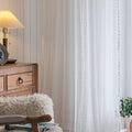 JOOJA 2 Panels Boho Windows Sheer Curtains Crochet Vintage Cotton Tassel Window Curtains Panels for Bedroom Living Room (Crochet