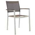 Benjara Fifi 21 Inch Set of 6 Dining Chairs, Aluminum Frame, Gray Textilene Fabric