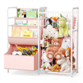BBLIKE Kids Bookshelf and Stuffed Animal Storage - Multi-Function Nursery Book Shelves with Leather Toy Box and Book Display, To